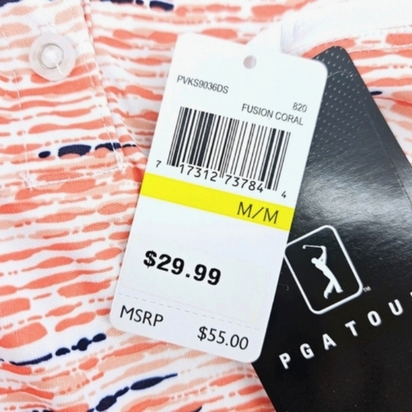 PGA TOUR Wmns Fusion Coral Pebble Beach Print Sleeveless Golf Shirt Top M NWT - Picture 12 of 12
